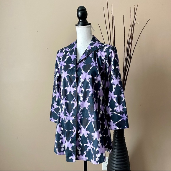 LAFAYETTE 148 NY | Purple Tie Dye Button Down Top Sz 4 - Picture 4 of 10